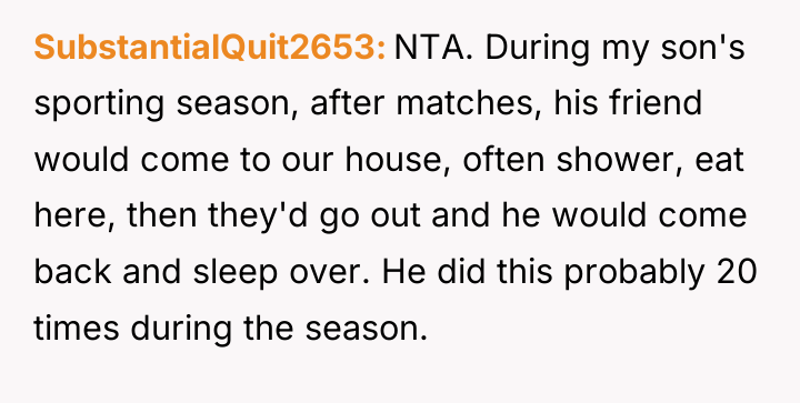 SubstantialQuit2653 NTA. During my son's sporting season, after matches, his...