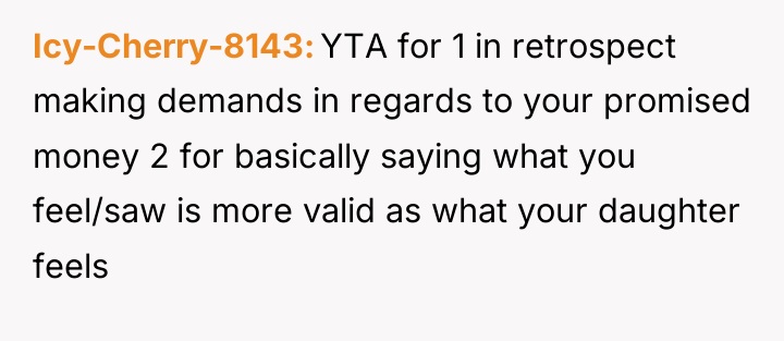 Icy-Cherry-8143 YTA for 1 in retrospect making demands in regards...
