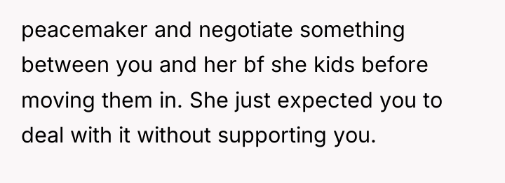 peacemaker and negotiate something between you and her bf she...