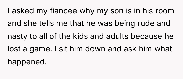 I asked my fiancee why my son is in his...