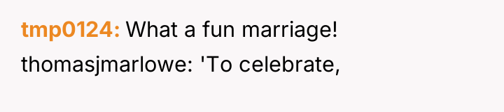 tmp0124 What a fun marriage! thomasjmarlowe: 'To celebrate,