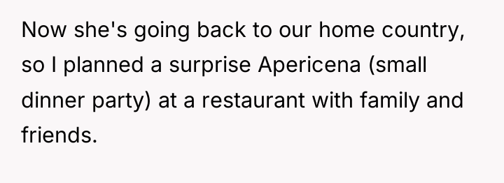 Now she's going back to our home country, so I...