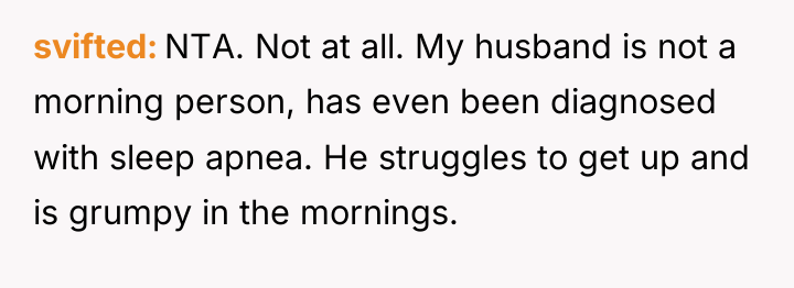 svifted NTA. Not at all. My husband is not a...