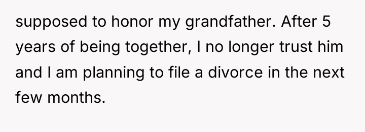 supposed to honor my grandfather. After 5 years of being...