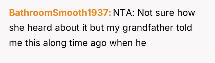 BathroomSmooth1937 NTA: Not sure how she heard about it but...