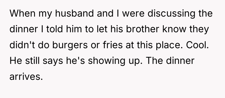 When my husband and I were discussing the dinner I...