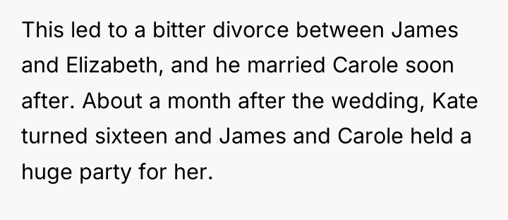 This led to a bitter divorce between James and Elizabeth,...