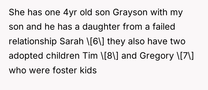 She has one 4yr old son Grayson with my son...