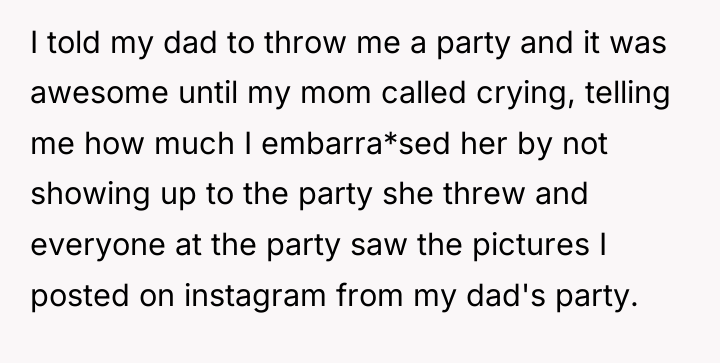 I told my dad to throw me a party and...