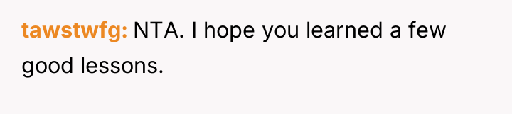 tawstwfg NTA. I hope you learned a few good lessons.