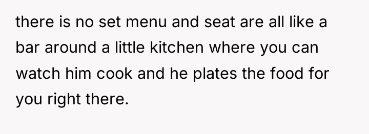 there is no set menu and seat are all like...