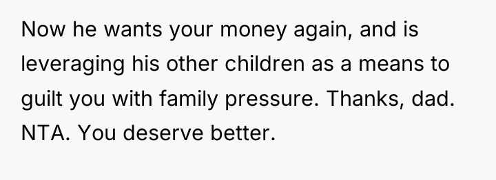 Now he wants your money again, and is leveraging his...