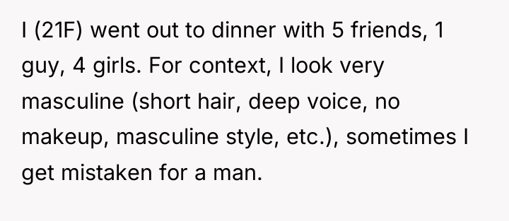 I (21F) went out to dinner with 5 friends, 1...