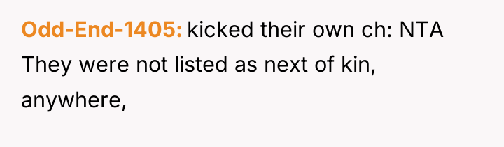 Odd-End-1405 kicked their own ch: NTA They were not listed...