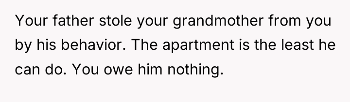 Your father stole your grandmother from you by his behavior....