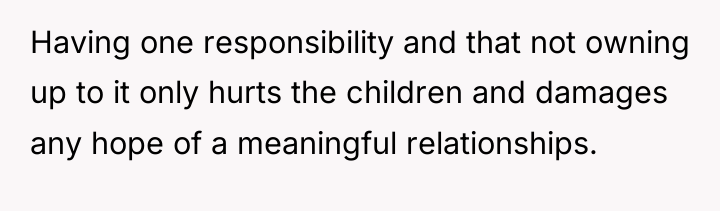 Having one responsibility and that not owning up to it...