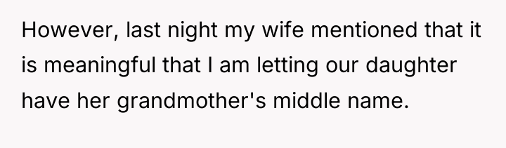 However, last night my wife mentioned that it is meaningful...