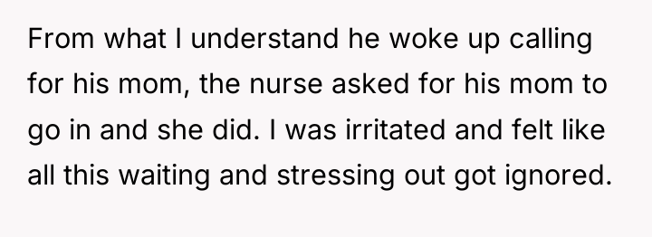 From what I understand he woke up calling for his...