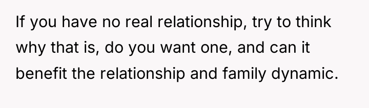 If you have no real relationship, try to think why...