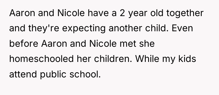 Aaron and Nicole have a 2 year old together and...