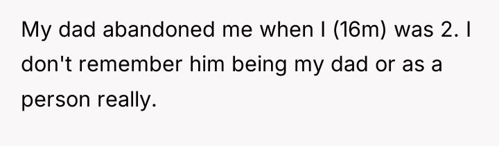My dad abandoned me when I (16m) was 2. I...