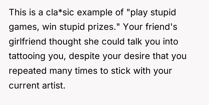 This is a cla*sic example of "play stupid games, win...