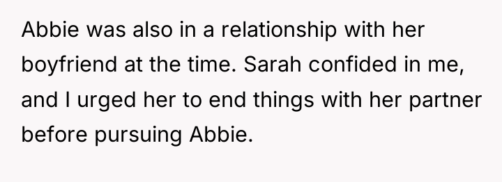 Abbie was also in a relationship with her boyfriend at...