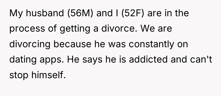 My husband (56M) and I (52F) are in the process...