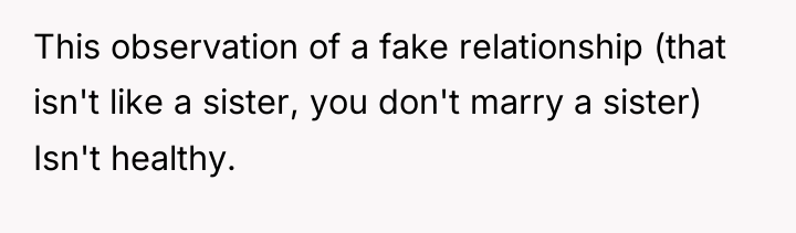 This observation of a fake relationship (that isn't like a...