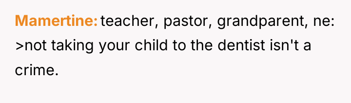 Mamertine teacher, pastor, grandparent, ne: >not taking your child to...