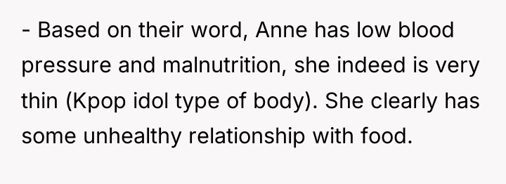 - Based on their word, Anne has low blood pressure...