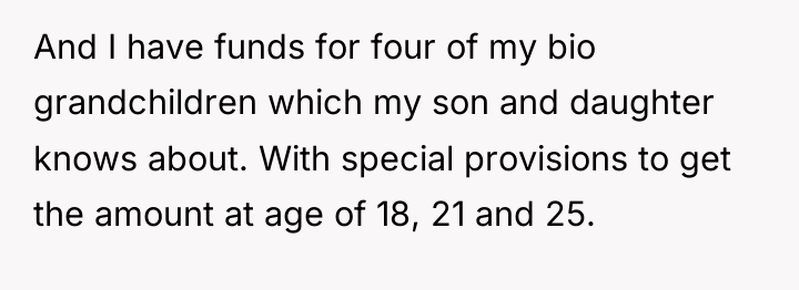 And I have funds for four of my bio grandchildren...