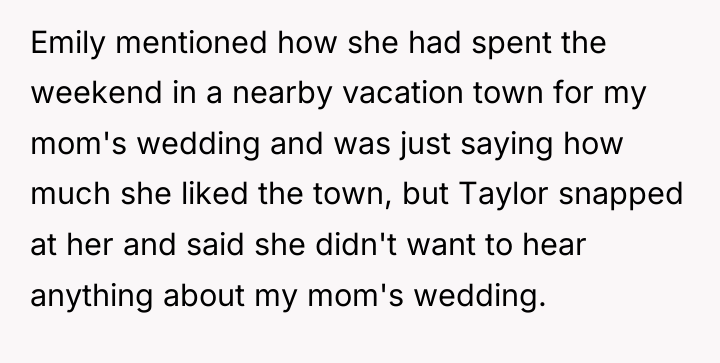 Emily mentioned how she had spent the weekend in a...