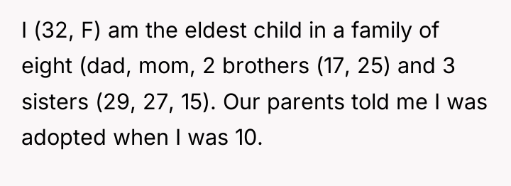 I (32, F) am the eldest child in a family...