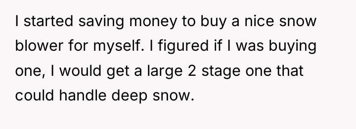 I started saving money to buy a nice snow blower...
