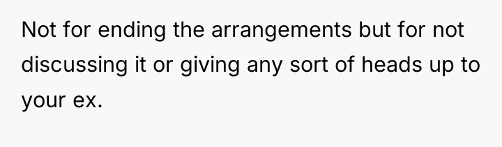 Not for ending the arrangements but for not discussing it...