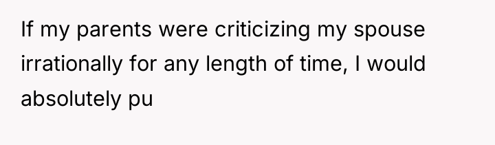 If my parents were criticizing my spouse irrationally for any...
