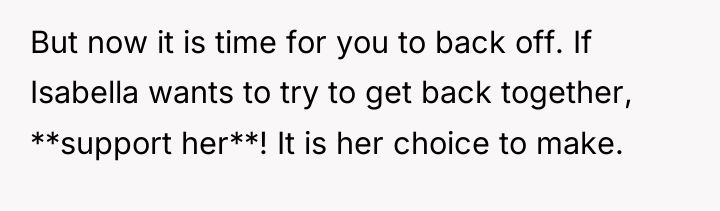 But now it is time for you to back off....