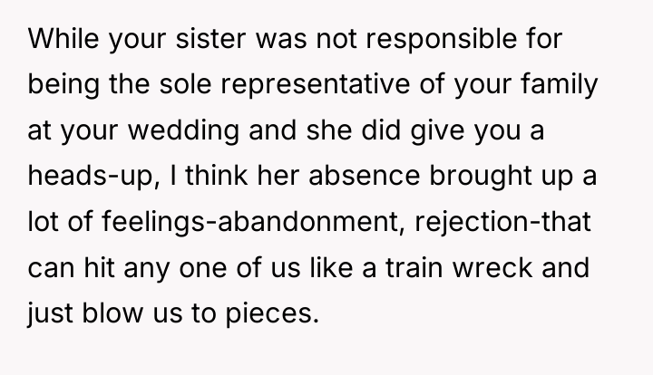 While your sister was not responsible for being the sole...