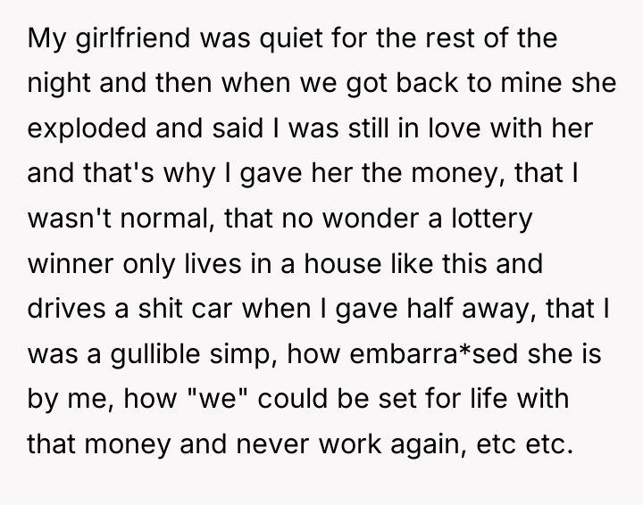 My girlfriend was quiet for the rest of the night...