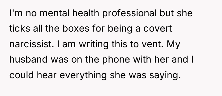 I'm no mental health professional but she ticks all the...