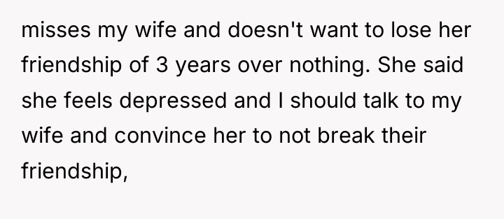misses my wife and doesn't want to lose her friendship...
