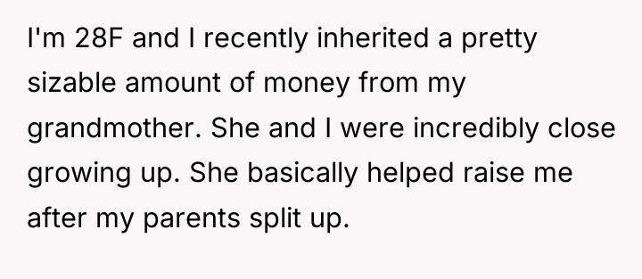 I'm 28F and I recently inherited a pretty sizable amount...