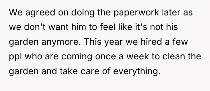 We agreed on doing the paperwork later as we don't...