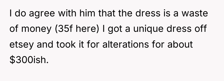 I do agree with him that the dress is a...