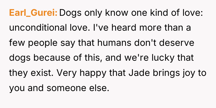 Earl_Gurei Dogs only know one kind of love: unconditional love....