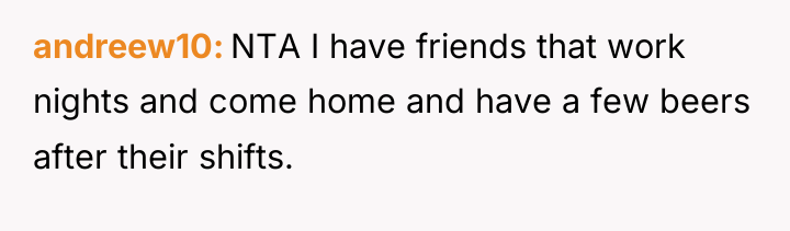 andreew10 NTA I have friends that work nights and come...