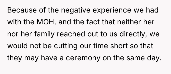 Because of the negative experience we had with the MOH,...