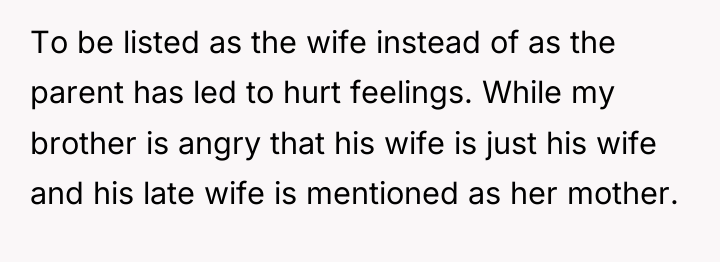 To be listed as the wife instead of as the...