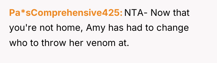 Pa*sComprehensive425 NTA- Now that you're not home, Amy has had...